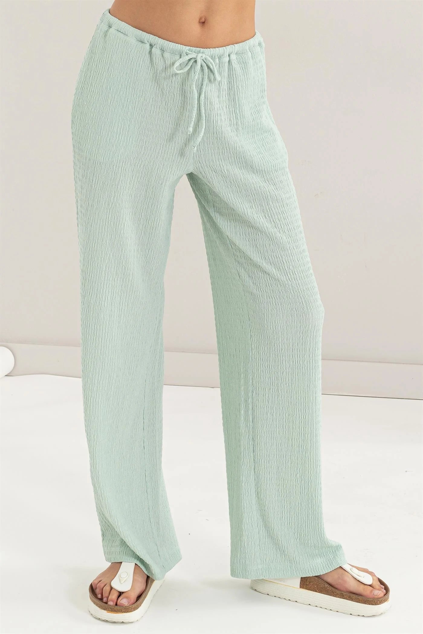 Knit Wide Leg Drawstring Pants