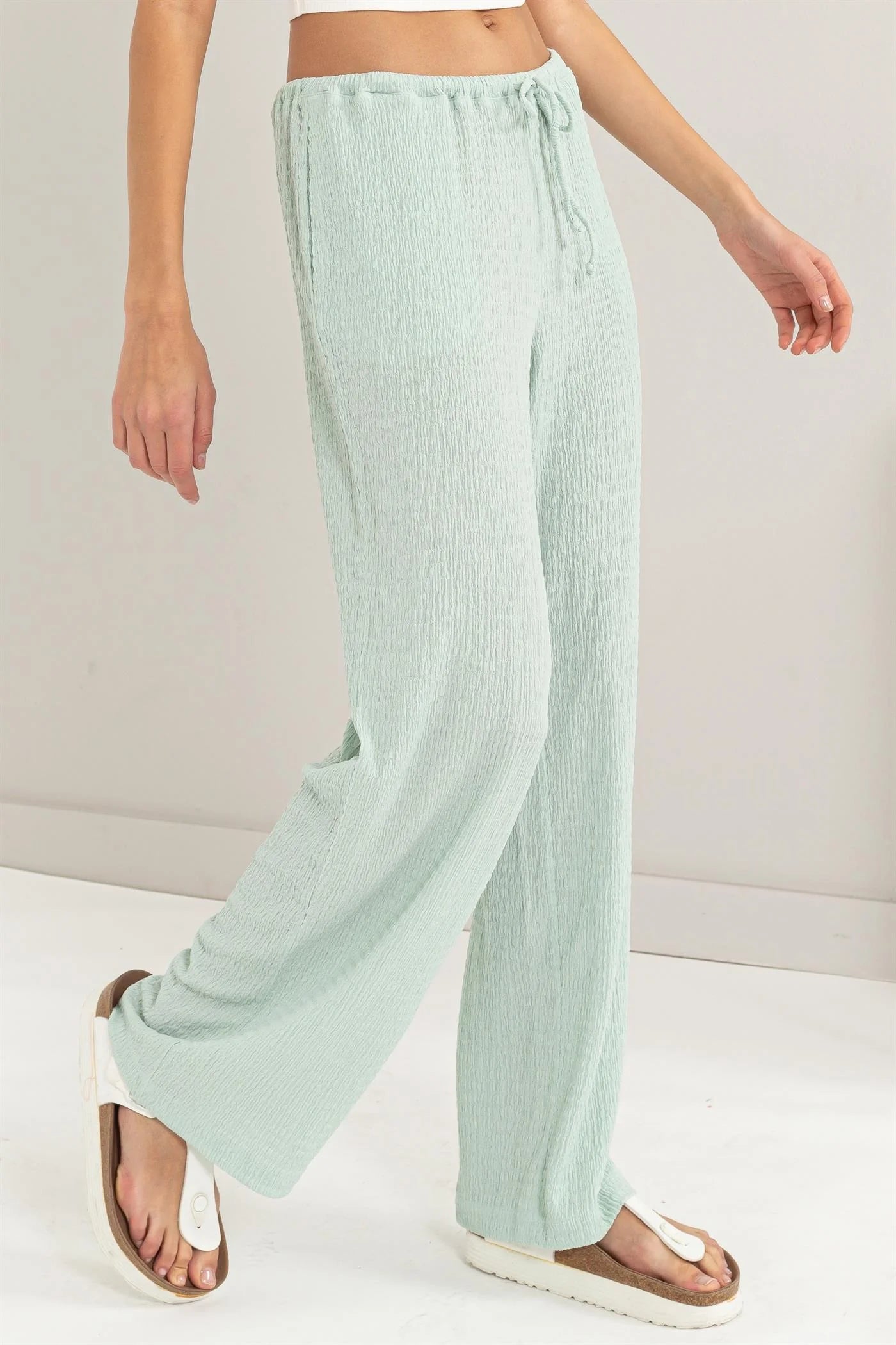 Knit Wide Leg Drawstring Pants