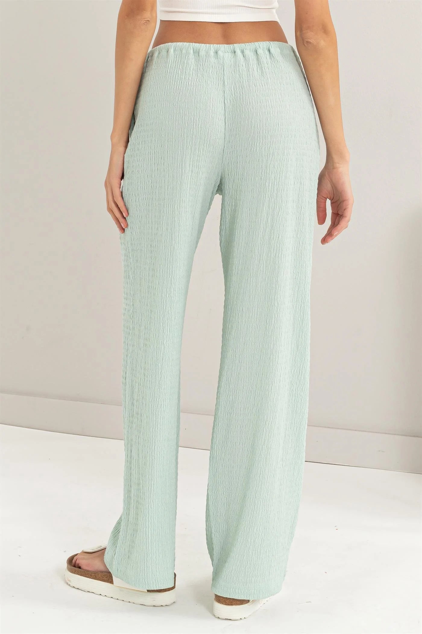 Knit Wide Leg Drawstring Pants