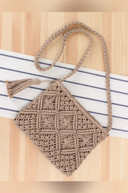 Tassel Straw Crochet Clutch Bag