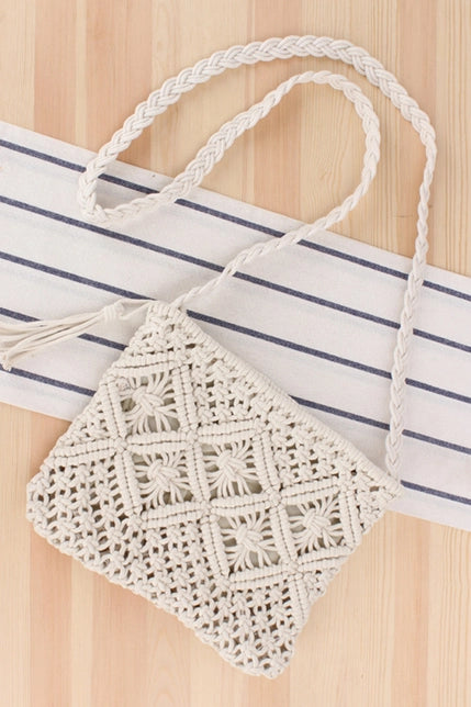 Tassel Straw Crochet Clutch Bag