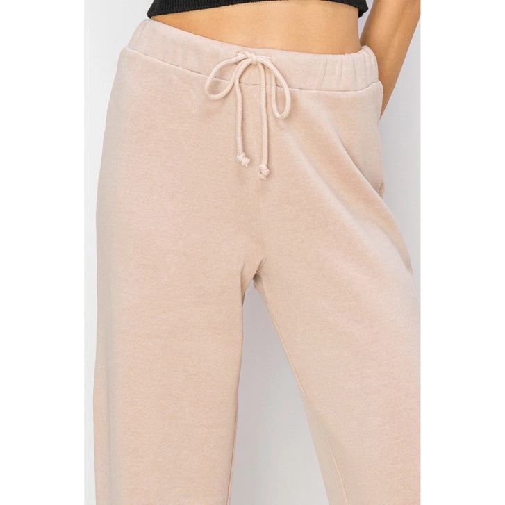 Mid-Rise Drawstring Flared Pants