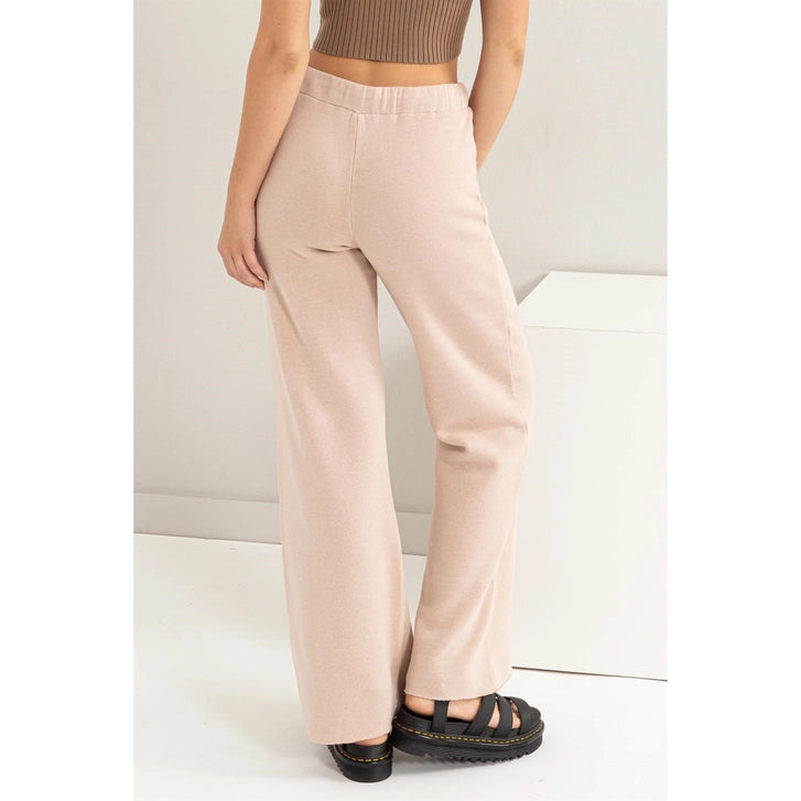 Mid-Rise Drawstring Flared Pants