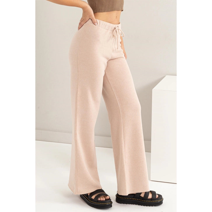 Mid-Rise Drawstring Flared Pants