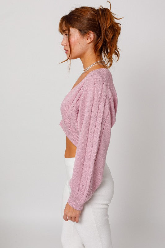 Raglan Sleeve Sweater Crop Top