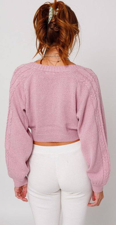 Raglan Sleeve Sweater Crop Top